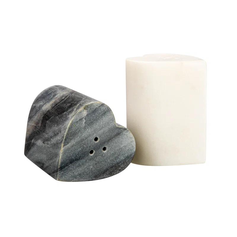 Creative Co-Op Heart-Shaped Marble Salt And Pepper Shakers