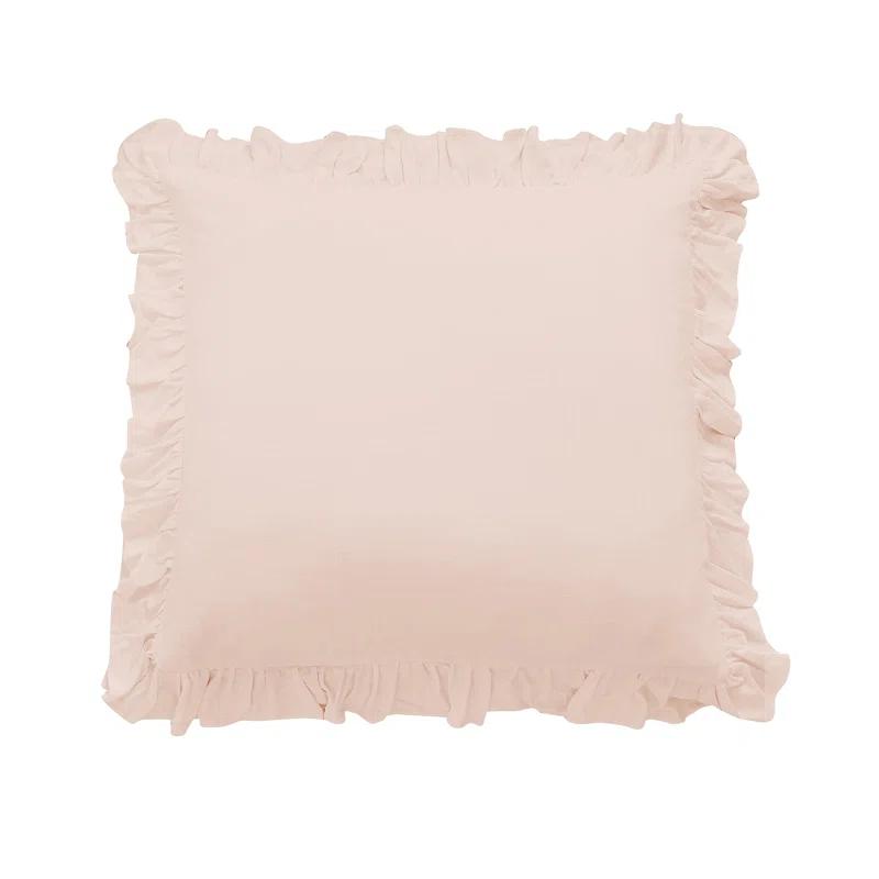 HiEnd Accents Lily Washed Linen Ruffled Classic Chic Romantic Farmhouse Pillow Sham