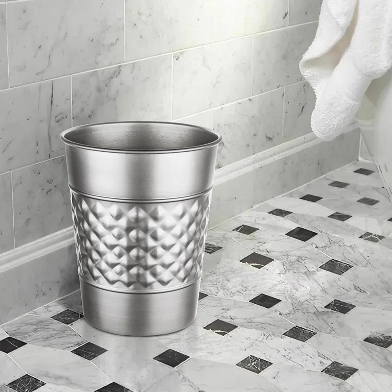 Monarch Abode Geometric Embossed Metal 1.7 Gallon Waste Basket