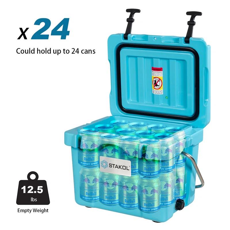 Costway 16 Quart Cooler Portable Ice Chest Leak-proof 24 Cans Ice Boxfor Camping