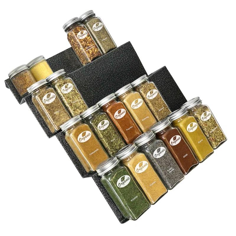 LYNK PROFESSIONAL LYNK PROFESSIONAL® Spice Drawer Organizer - Heavy Gauge Steel 4 Tier Spice Rack - Silver Metallic
