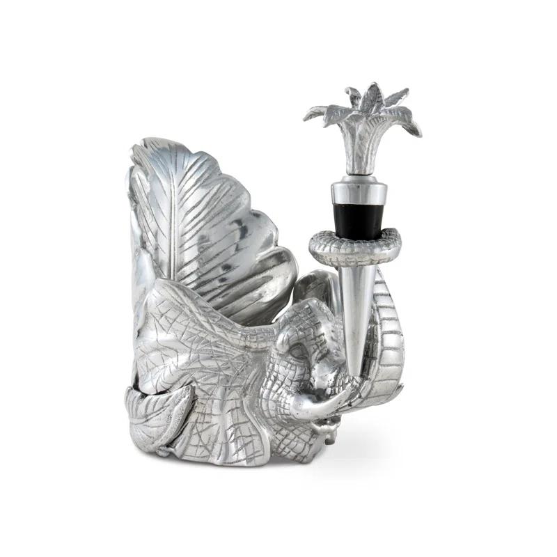 Arthur Court Designs Elephant Wine Caddy and Bottle Stopper