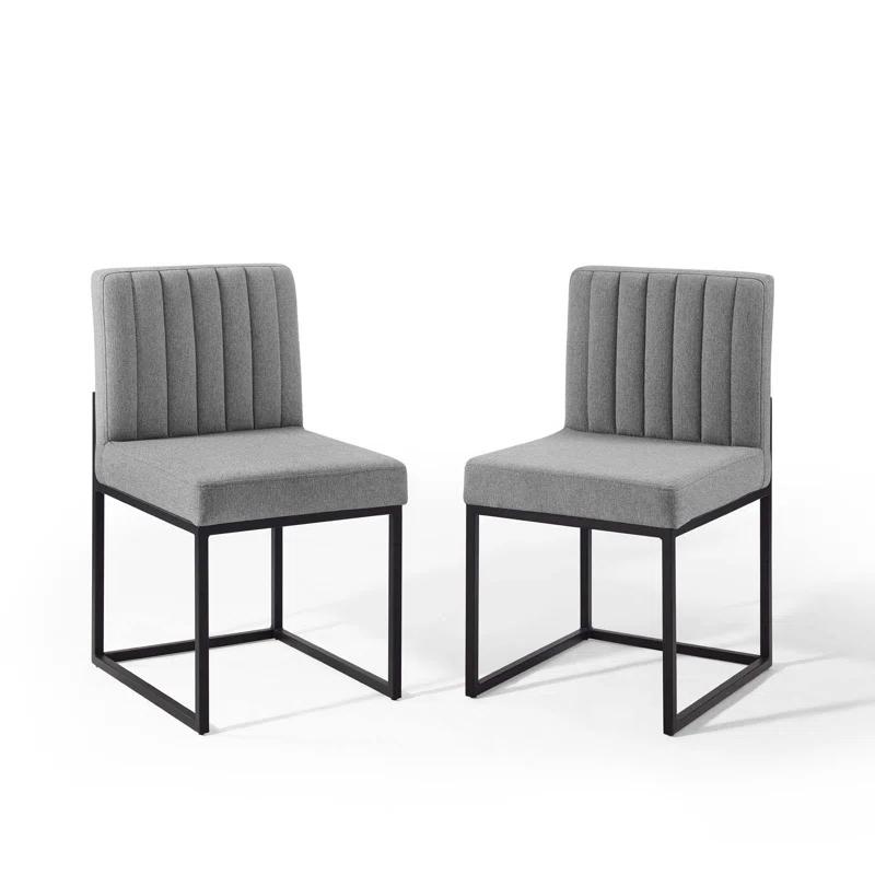 Latitude Run® Carriage Dining Chair Upholstered Fabric (Set of 2)