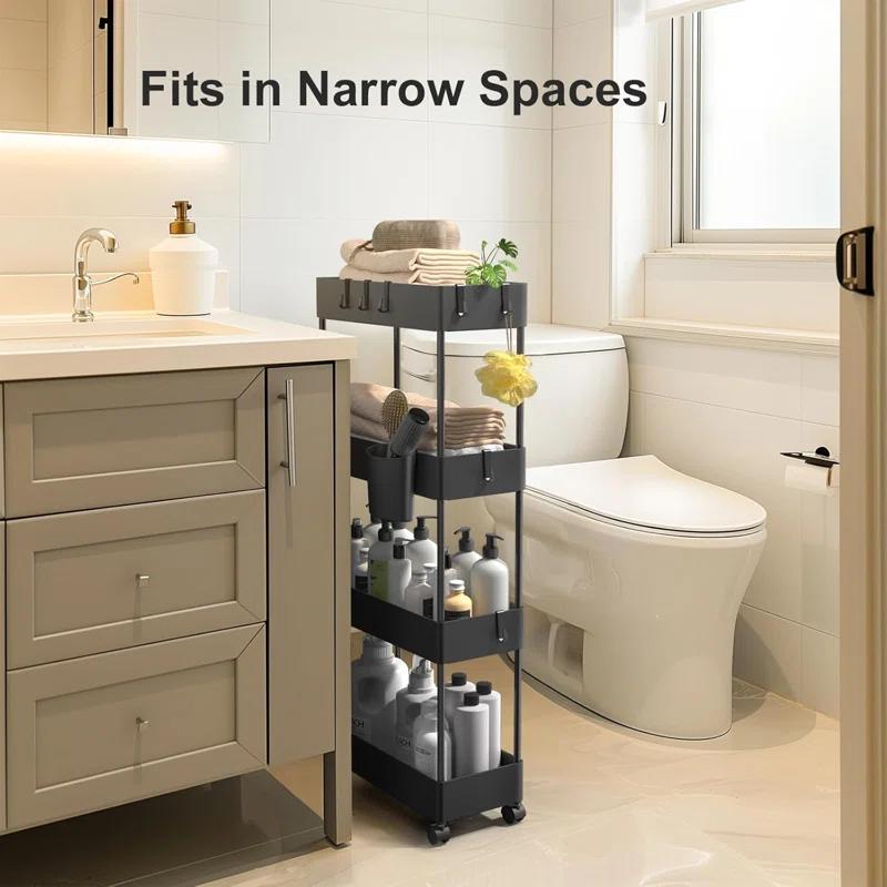 Anadea Slim Storage Cart With Wheels, Bathroom Cart Organizer Bathroom Storage Small, Rolling Cart For Bathroom, Laundry Room, Kitchen, Narrow Space