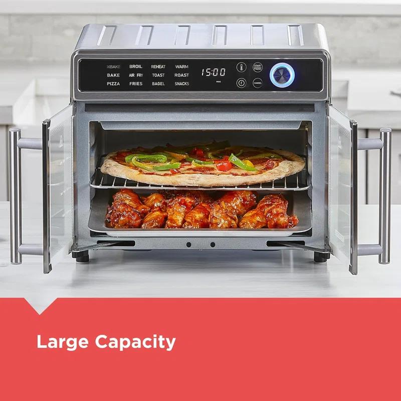 BLACK+DECKER BLACK+DECKER Air Fryer Toaster Oven Combo, 12 in 1 Countertop Convection Oven Cooks Food Fast, Fits a Whole Pizza, French Doors