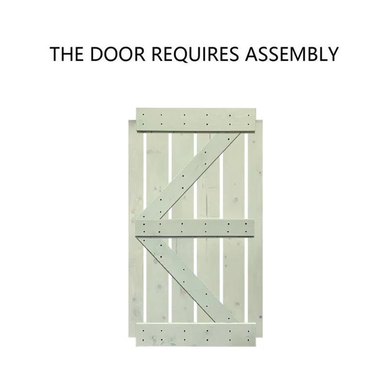 Calhome 84'' Solid Wood Paneled Painted with Installation Hardware Kit Barn Door