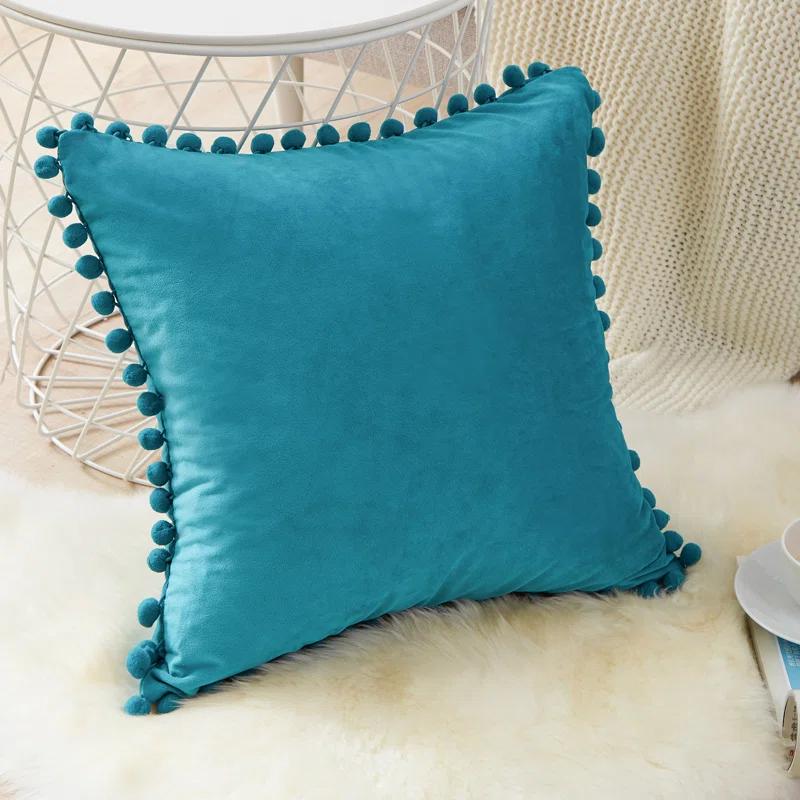 Deconovo Deconovo Pom-poms Velvet Reversible Pillow Cover (Set of 2)