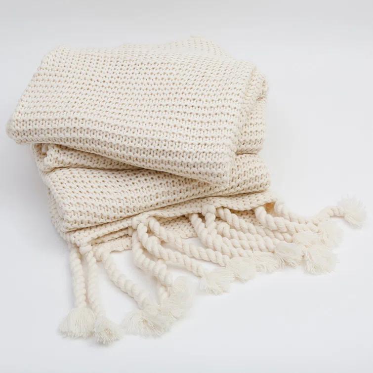 Trestles Chunky Knit Throw by Pom Pom at Home - White
