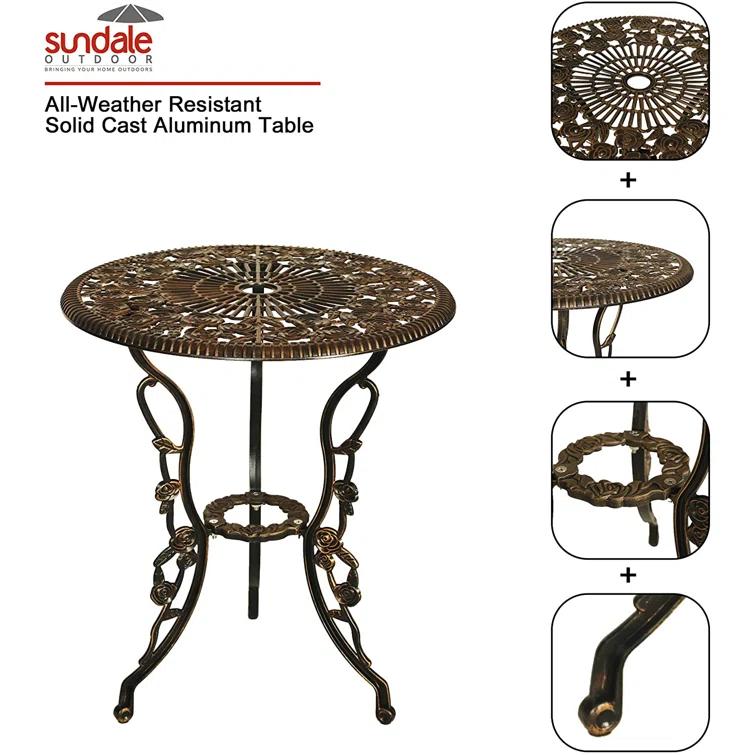 Bloomsbury Market Busselton Round 4 - Person Cast Aluminum Patio Bistro Set Brown