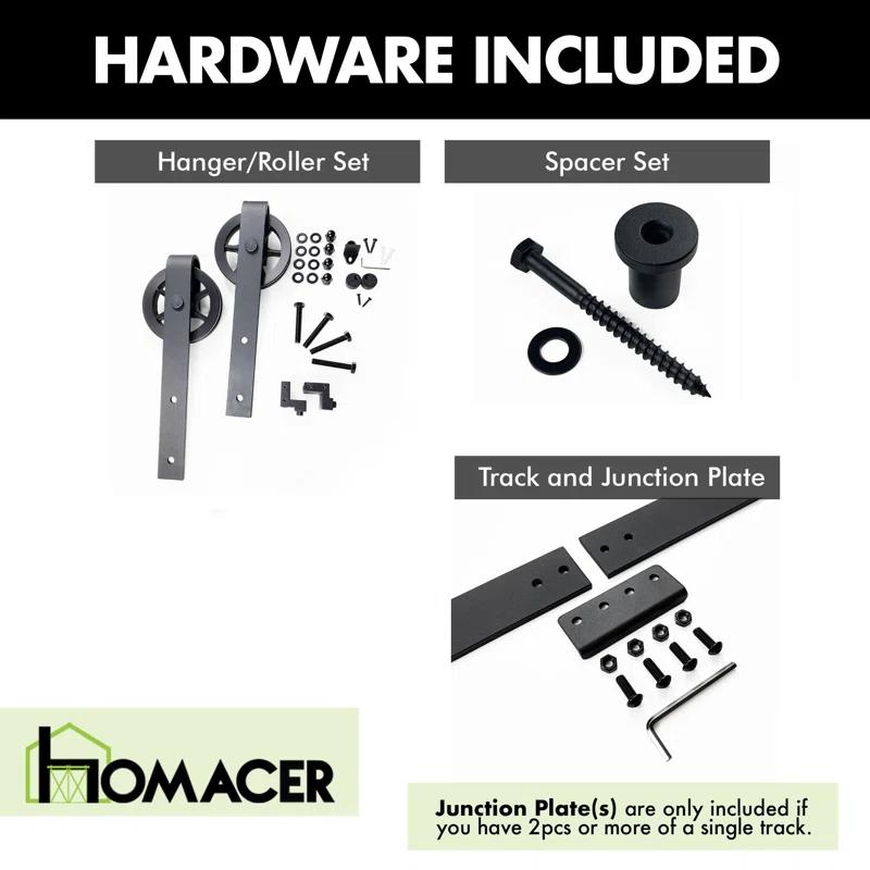 Homacer Black Rustic Spoke Wheel Design Non-Bypass Double Barn Door Hardware Kit( Door Not Included)