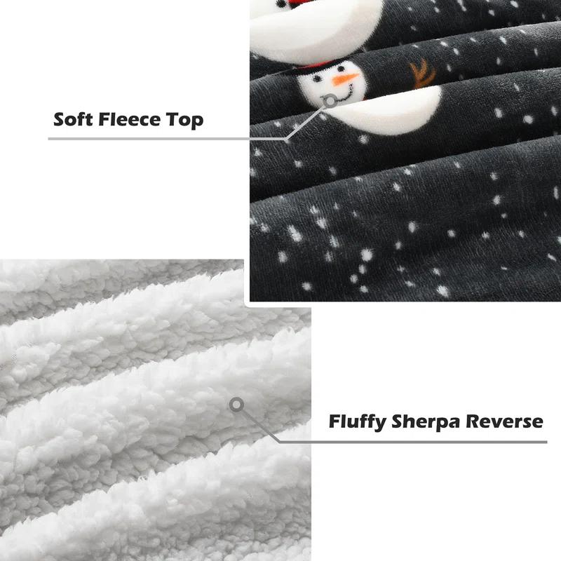 Catalonia Snowman Blanket, Christmas Sherpa Fleece Throw, Blanket For Couch And Bed,Soft,Thick, Fluffy,Warm