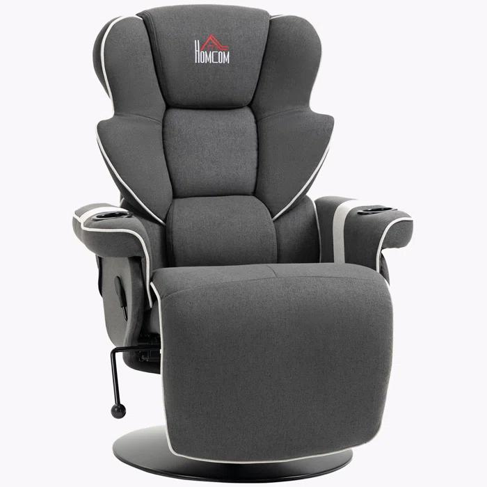 HomCom Faux Leather Manual Swivel Ergonomic Recliner | Wayfair