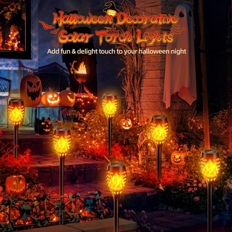 KOOPER Halloween Solar Outdoor Lights with Flickering Flame Light Pack (Set of 10)