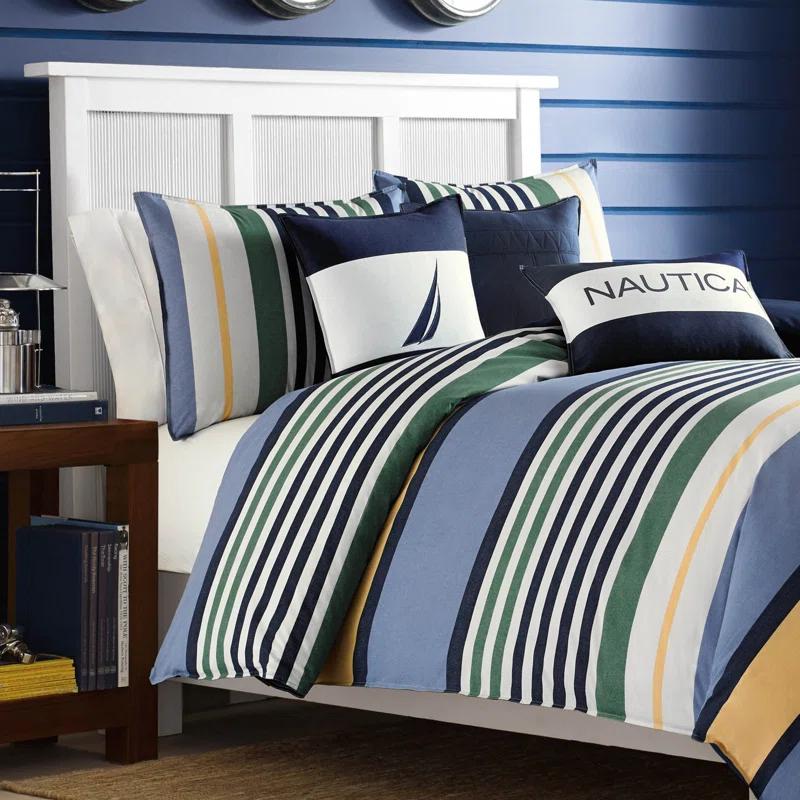 Nautica Dover Cotton Reversible Blue Comforter Set