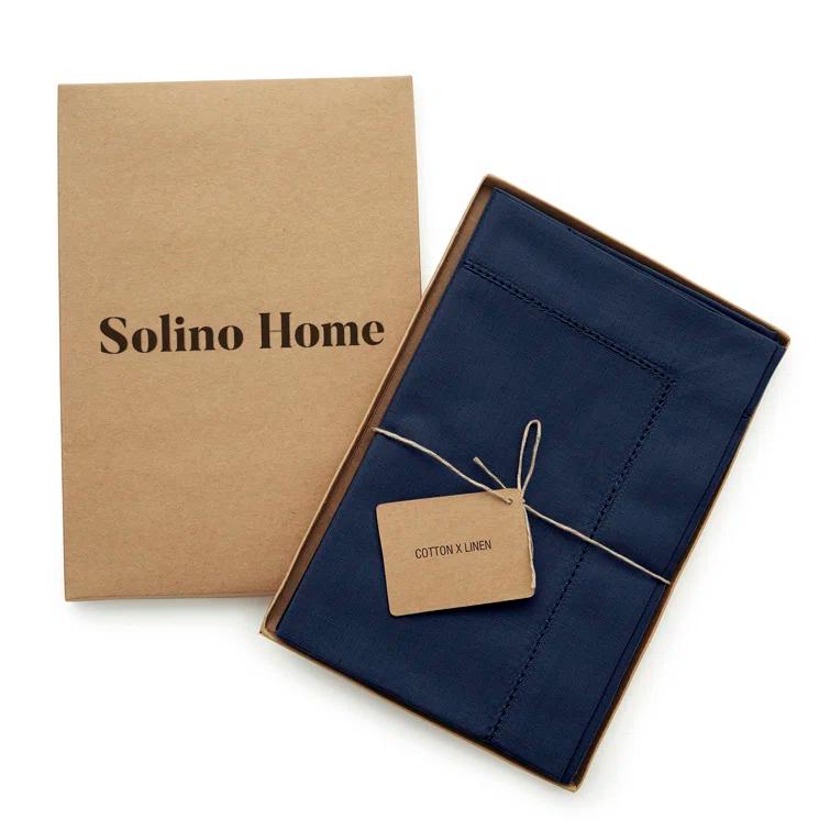Solino Home Cotton Linen Hemstitch Dinner Napkins (Set of 4)