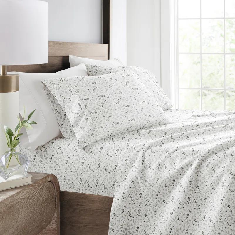 IEnjoy Home 4 Piece Sheet Set Patterned Microfiber Ultra Soft Bedding in Floral Dream