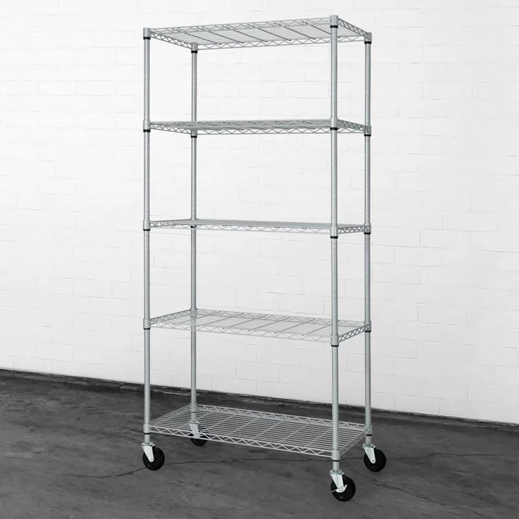 CAPHAUS CAPHAUS NSF Commercial Heavy Duty 5-Tier Adjustable Wire Shelving w/ Wheels, Leveling Feet, 36 x 18 x 76-Inch, Multiple Options
