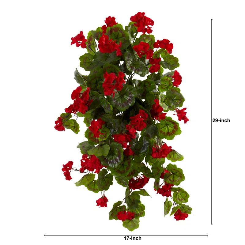 Primrue 29in. UV Resistant Geranium Artificial Hanging Plant (Indoor/Outdoor) - Set of 2