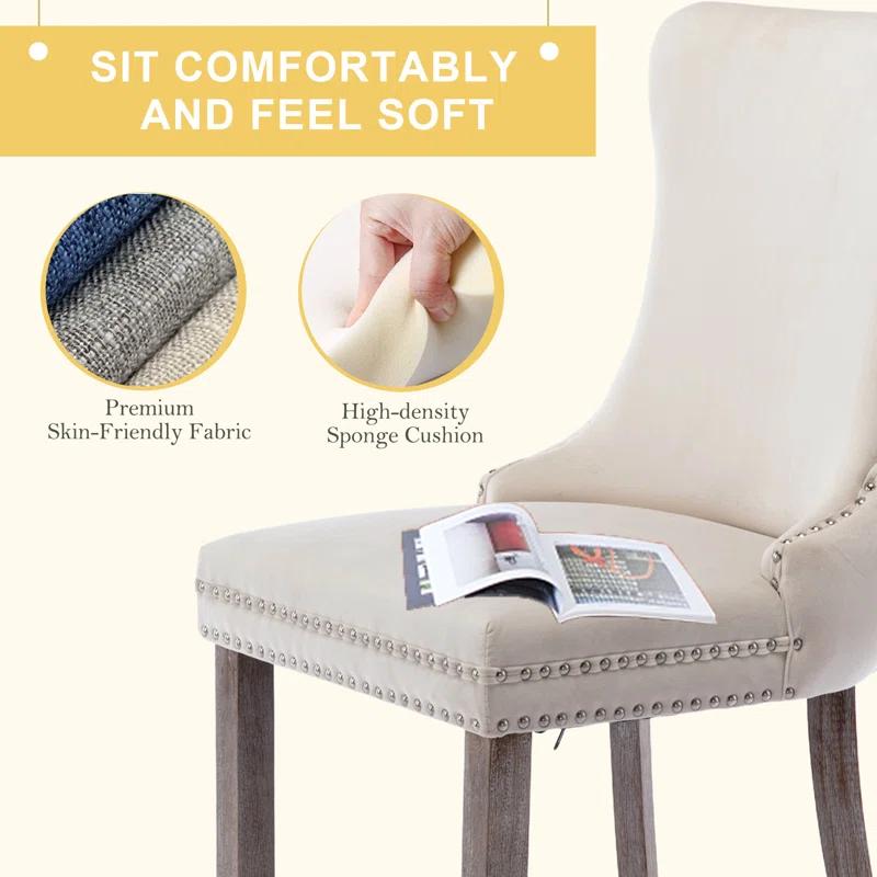 Velvet Upholstered Wing Back Dining Chair (Set of 6)