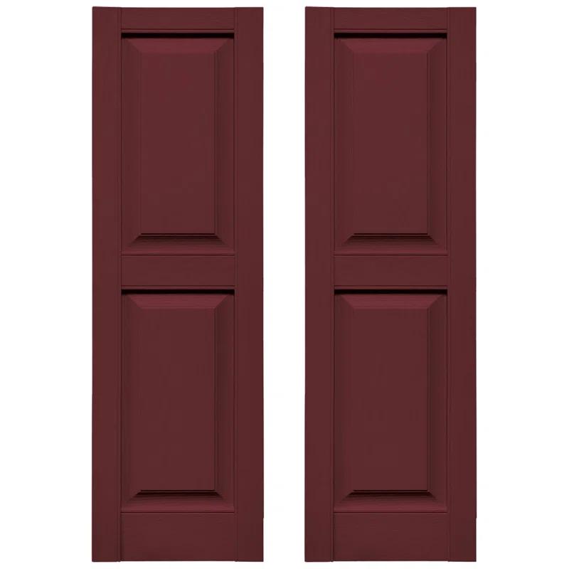 14.5 in. x 55 in. Louvered Vinyl Exterior Shutters Pair in Wineberry