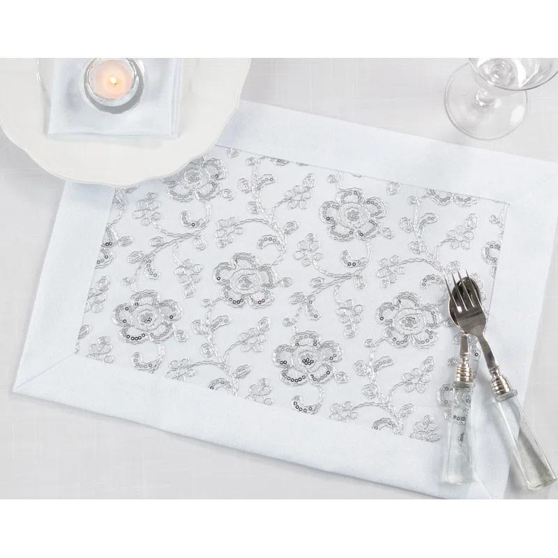 Saro Éloise Collection Polyester Embroidered Rectangle Placemat (Set of 4)
