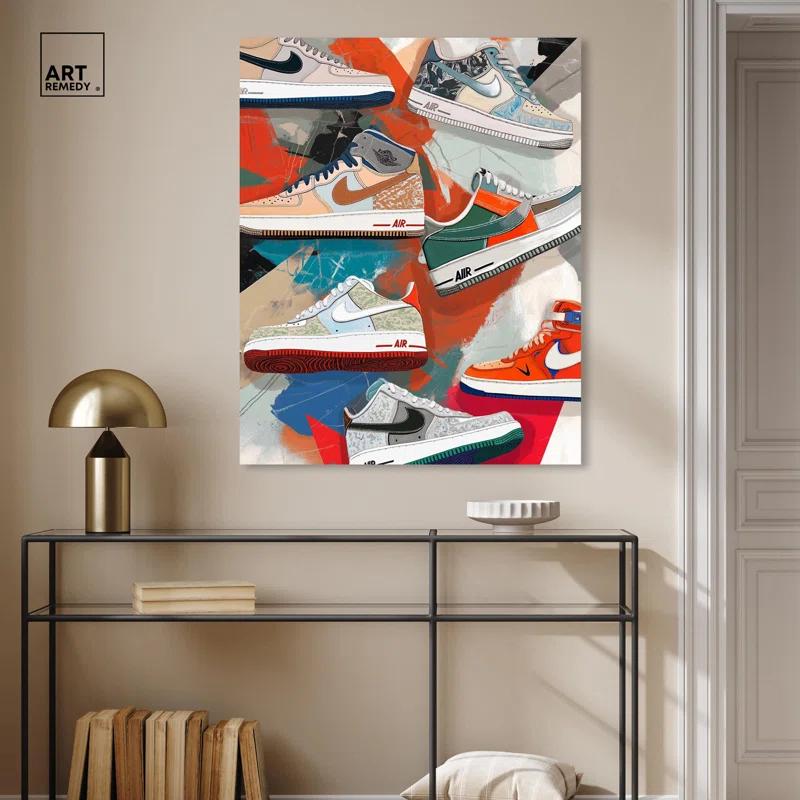 Art Remedy Sneaker Paint Collage Canvas Trendy Sneaker Art by Art Remedy