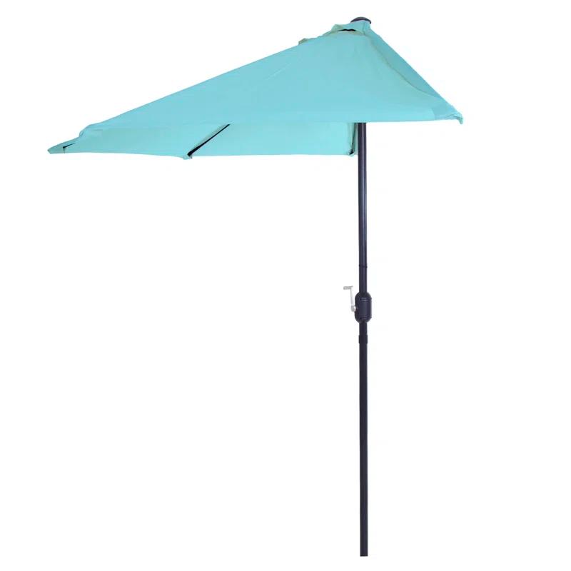 Pure Garden Summertime Umbrellas 3 Half Umbrella Outdoor Patio Shade - 9' Patio Umbrella with Easy Crank - Small Canopy for Balcony, Table, or Deck by Pure Garden