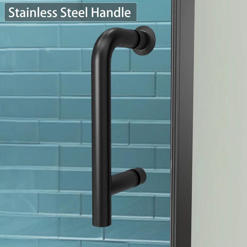 28 - 32 in. W x 71 in. H Pivot Semi-Frameless Sliding Shower Door in Matte Black with Clear SGCC Tempered Glass
