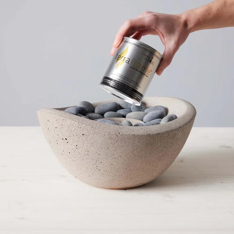 TerraFlame TerraFlame Wave Concrete Table Top Gel Fuel Fire Bowl - Indoor and Outdoor Use