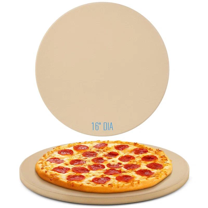 LIFETIME FLOORING LLC Pizza Stone Round 16 Inch For Grill And Oven, Large Cordierite Baking Stone For Bread, Safe Circular Cooking Stone For Grill 16", Easy To Clean