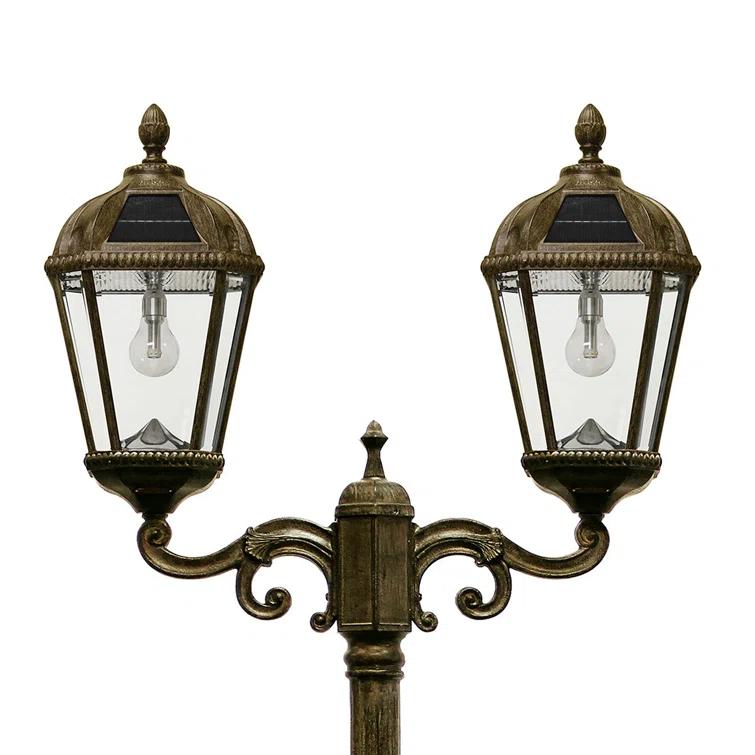 Gama Sonic Royal Brown 2-Light 89" H 300 Lumen Solar Powered Lamp Post (Full)