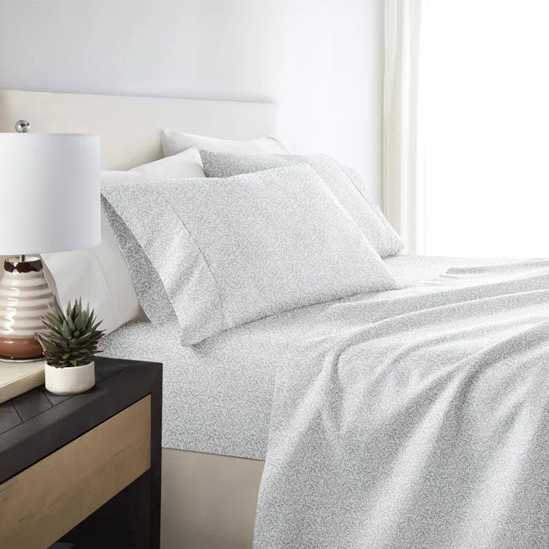 IEnjoy Home 4 Piece Sheet Set Patterned Microfiber Ultra Soft Bedding in Floral Dream