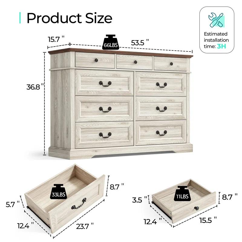 August Grove® Dugazon Wood Bedroom Dresser Farmhouse Drawer Chest