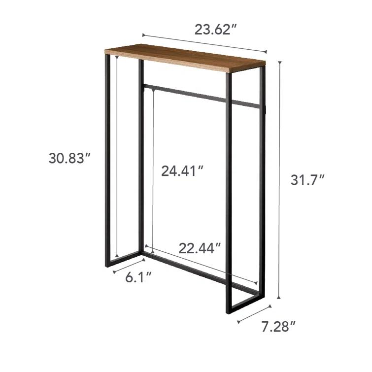 Yamazaki Home Tower Modern Slim Console Table, Metal And Wood Skinny Hallway Table, 32" - Steel