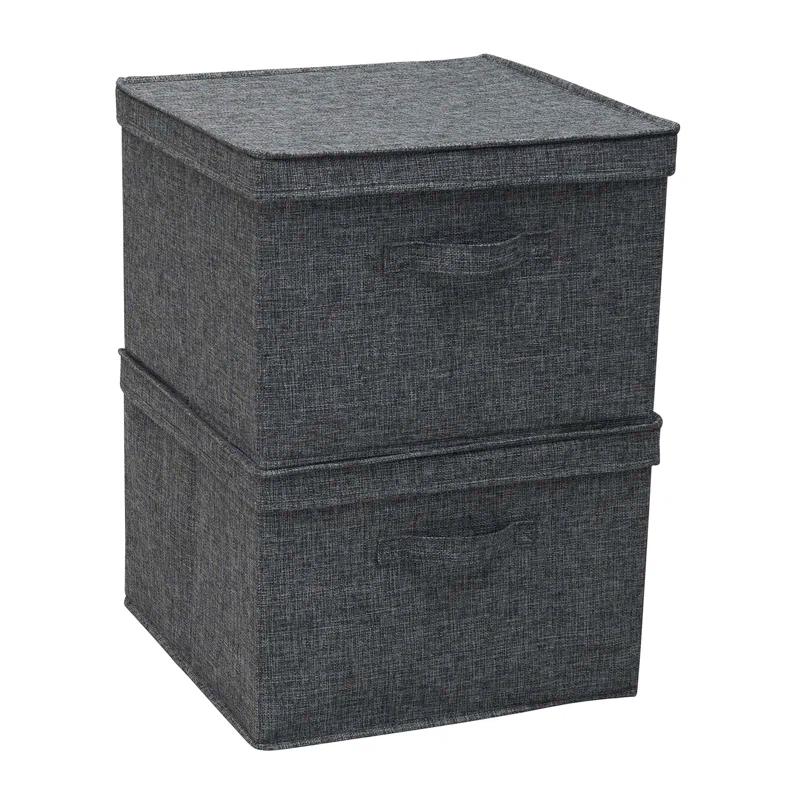 Household Essentials Household Essentials Wide Storage Box Fabric Bin (Set of 2)