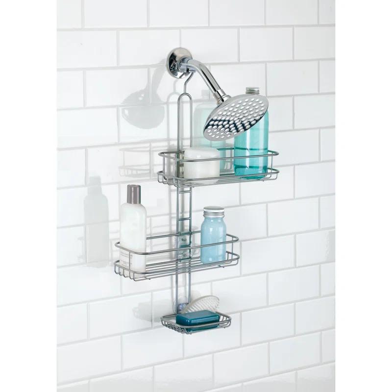 iDesign iDesign Linea Adjustable Bathroom Shower Caddy for Shampoo, Conditioner, Soap - Silver