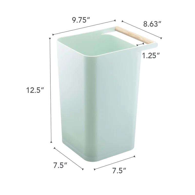 Como Yamazaki Home Slim Square Trash Can Garbage Waste Basket For Bathroom or Kitchen, 2.5 gallons