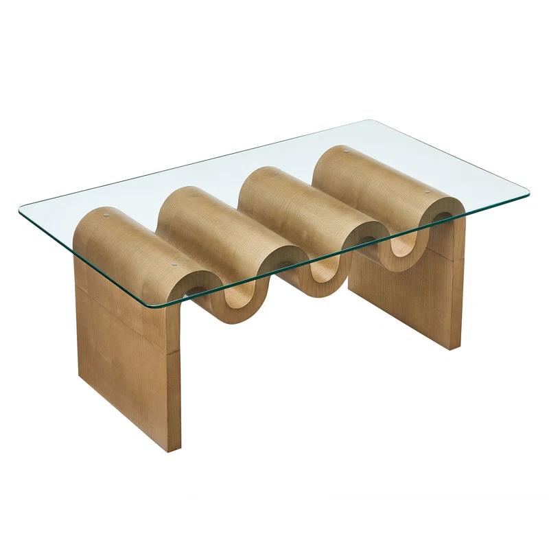 Modway Ondine Glass Top Coffee Table In Spiced Apple