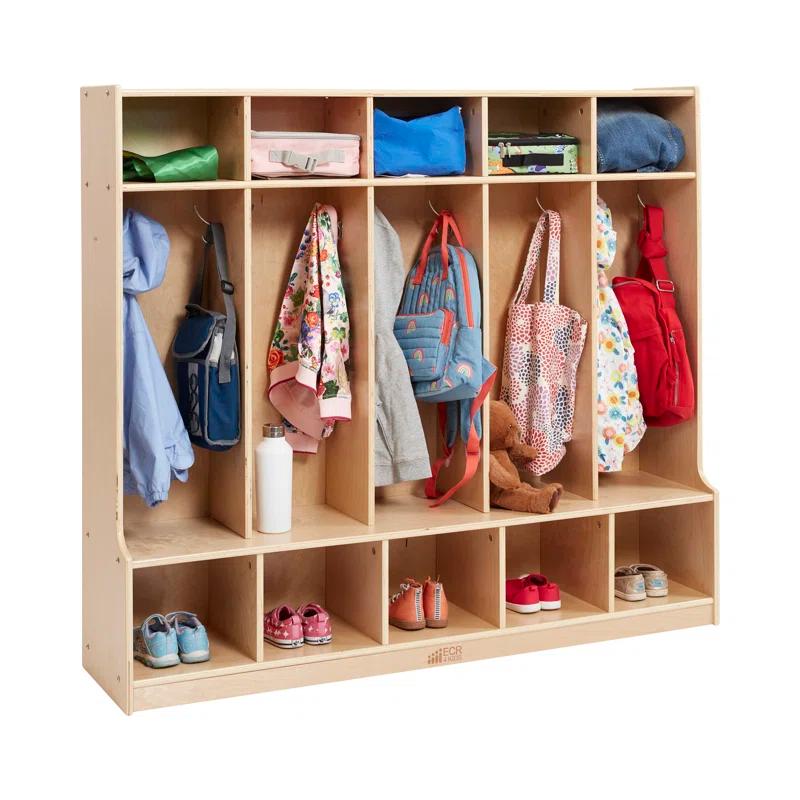 ECR4Kids ECR4Kids 5-Section Coat Locker with Bench, Classroom Furniture