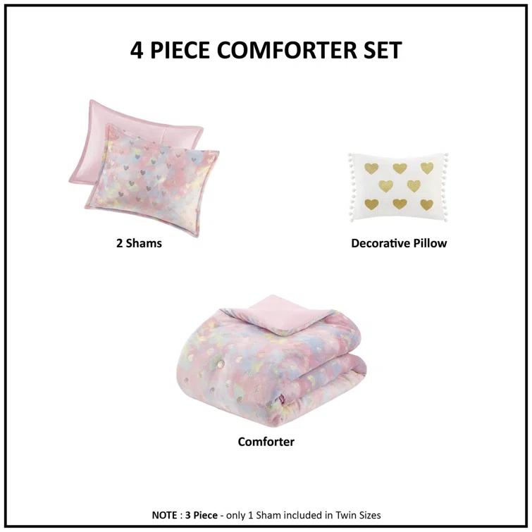 Intelligent Design Rosalie Metallic Printed Plush Comforter Set & Reviews | Wayfair