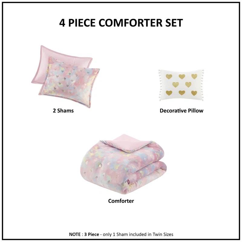 Mi Zone Rosalie Metallic Printed Plush Comforter Set
