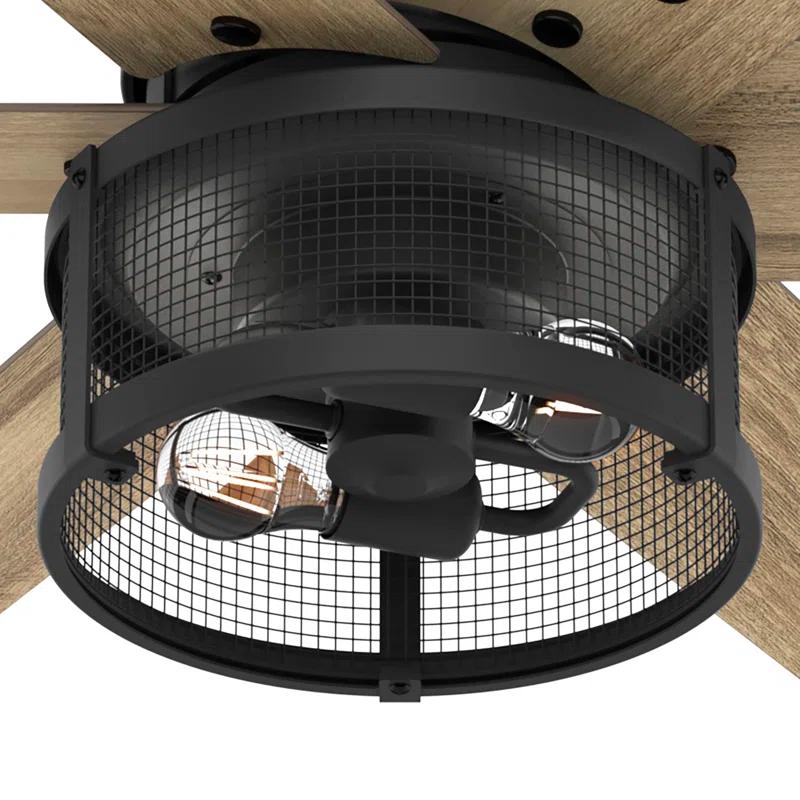 52" Houston 6 - Blade Ceiling Fan With LED Light Kit And Handheld Remote
