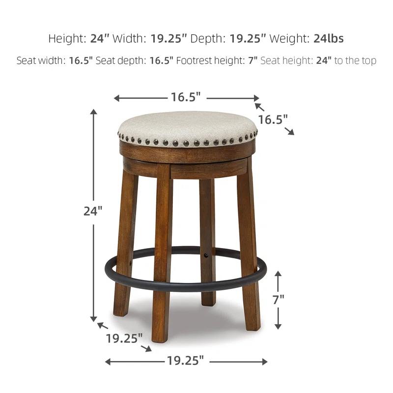 Gracie Oaks Marlar Swivel Upholstered Counter Stool with Solid Wood Frame