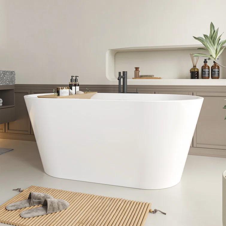 Vanity Art 54'' x 29'' Freestanding Soaking Acrylic Bathtub VA6815-NXSW-TG