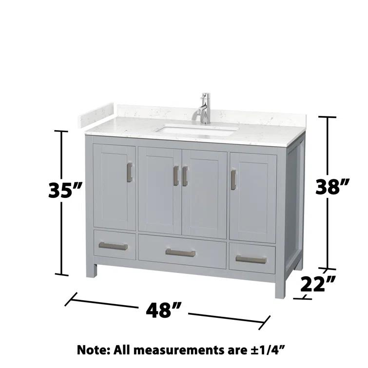Wyndham Collection Sheffield 48" Freestanding Single Bathroom Vanity with Cultured Marble Top