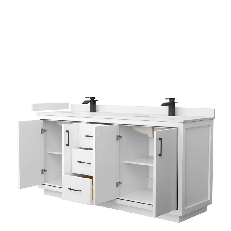 Wyndham Collection 72'' Double Bathroom Vanity with Quartz Top