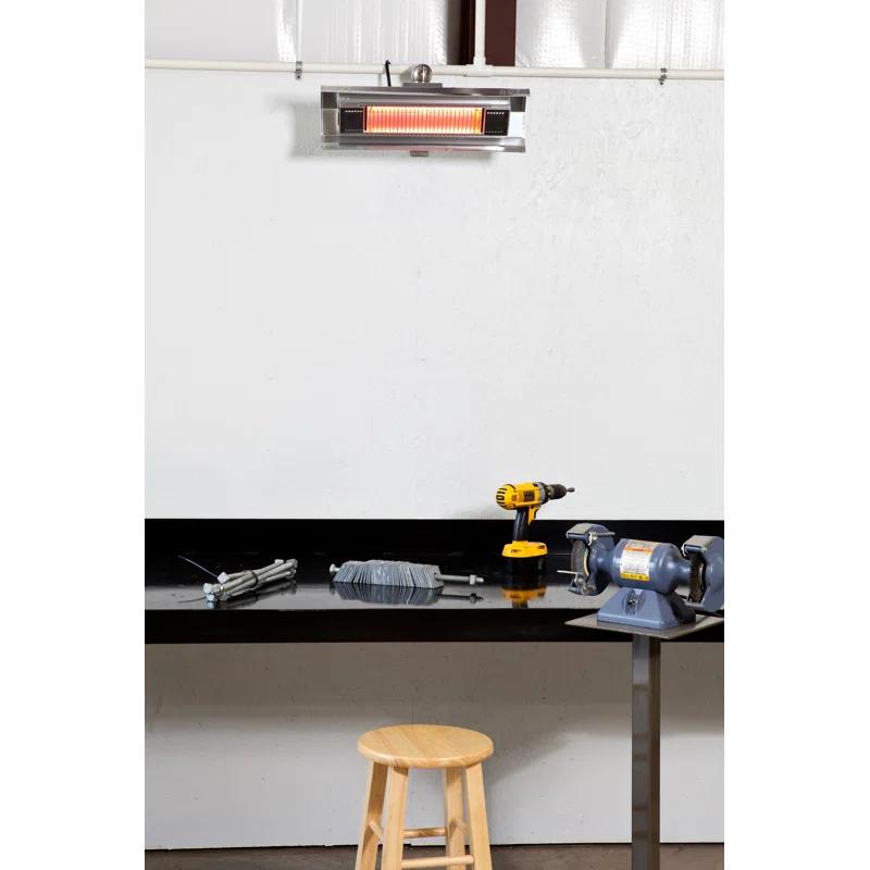 Fire Sense Wall Mounted Infrared Patio Heater 1500W Weatherproof for Indoor Outdoor-Stainless Steel
