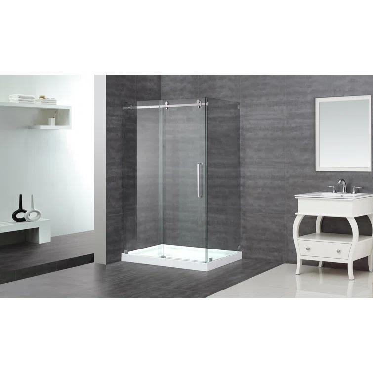 Aston Moselle 44" x 77.5" Rectangular Sliding Shower Enclosure with Base SEN976-TR-SS-48-10-L
