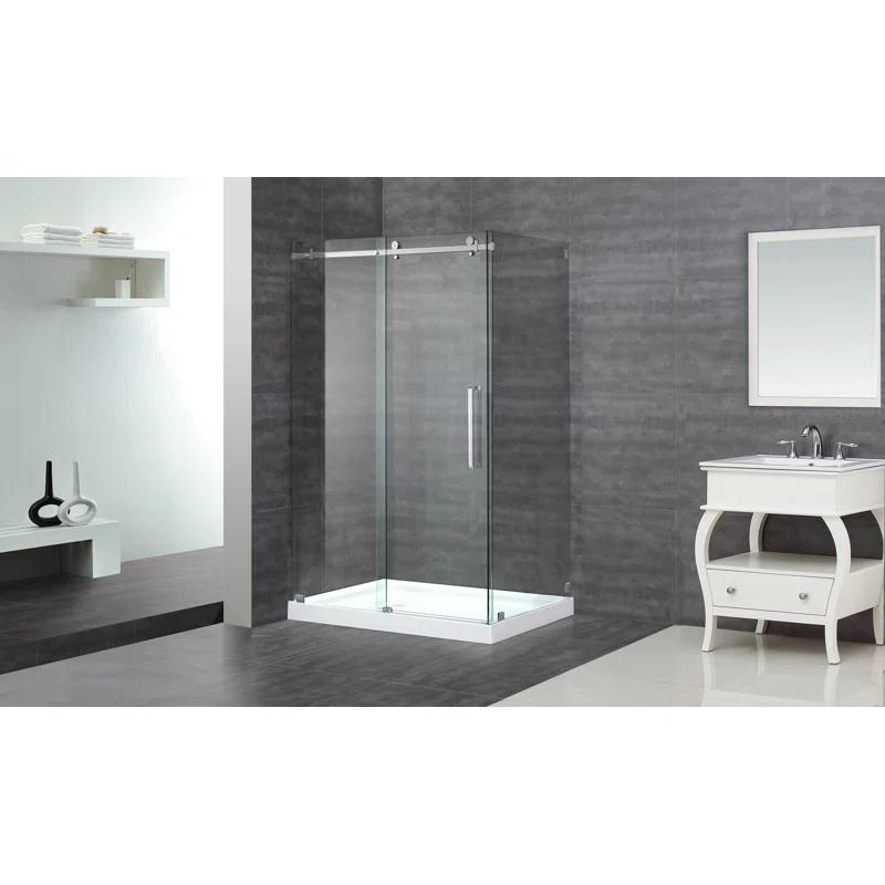 Moselle 44" x 77.5" Rectangular Sliding Shower Enclosure with Base