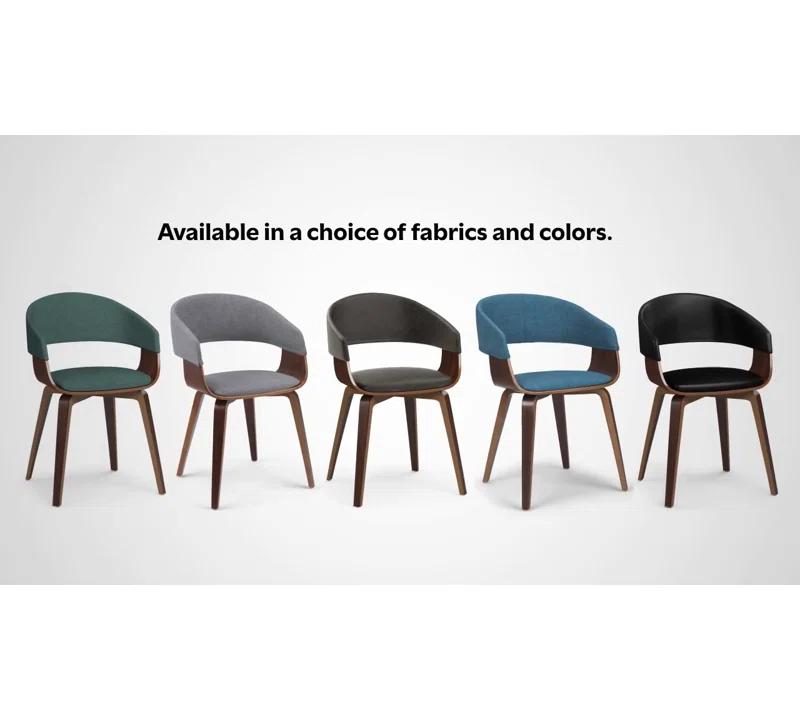 Lowell Bentwood Upholstered Dining Chair with Curved Backrest in Mid-Century Modern Style